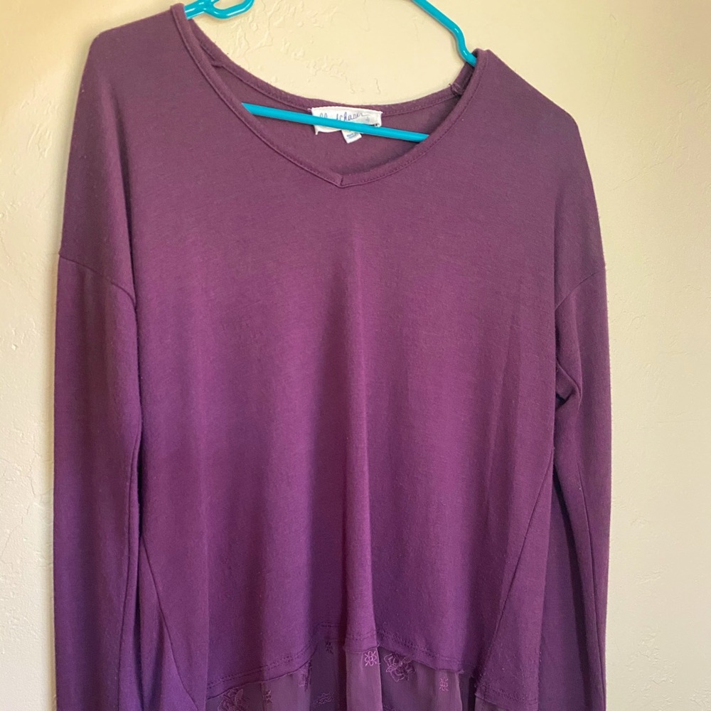 Cloud Chaser Purple Lace Bottom VNeck Blouse US S